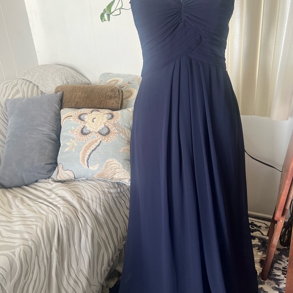 Mori Lee Blue Strapless Ruched Sweetheart Gown - Picture 5 of 8